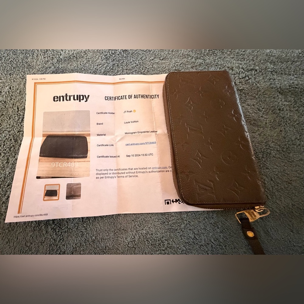 Louis Vuitton Brown Empriente Leather Wallet COA